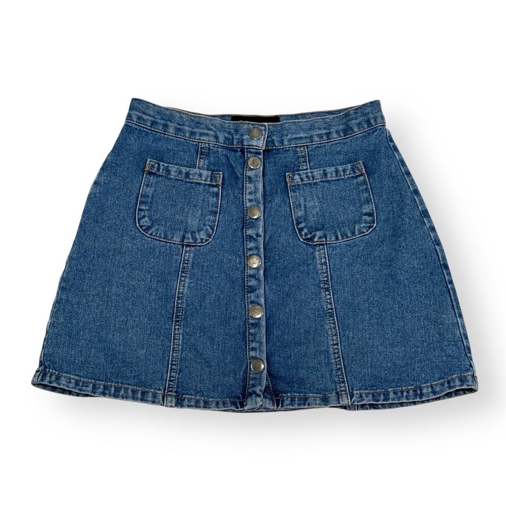 BDG Urban Outfitters Denim Mini Skirt Womens Small A-Line Button Front Blue Jean
